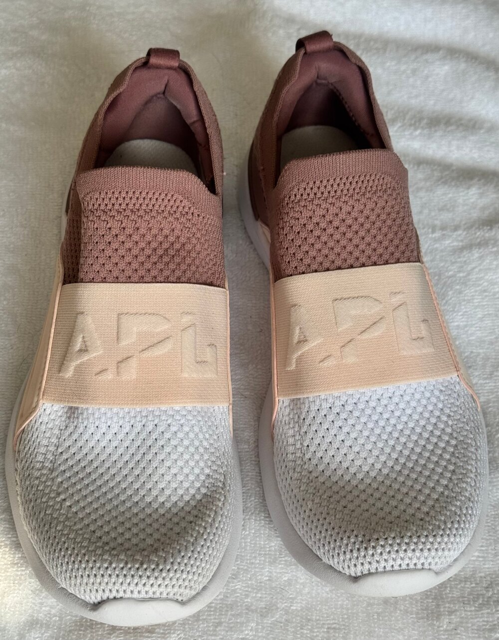 Apl Techloom Bliss Slip On Sneakers Pink Beige Womens Size 8